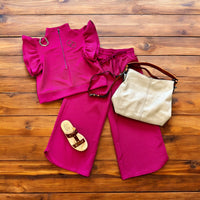 Fall Ruffle Top Magenta