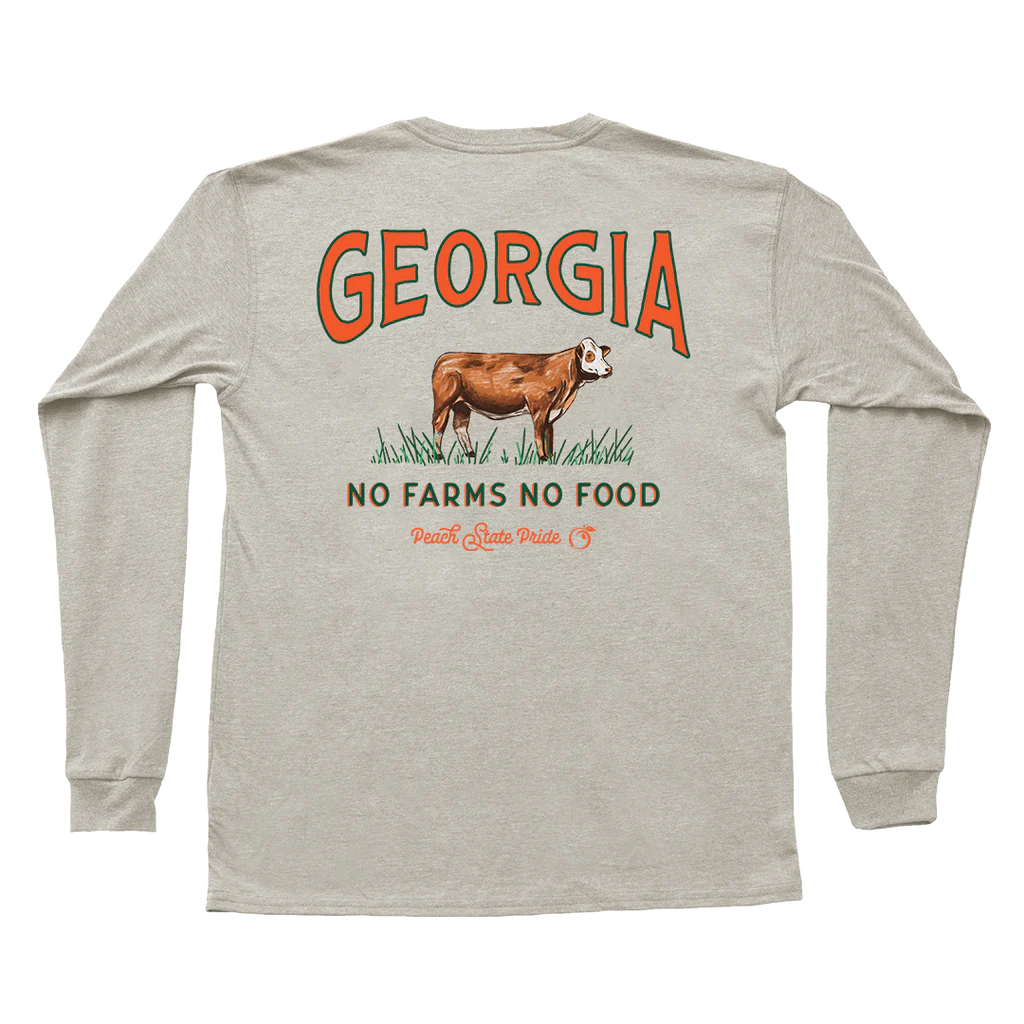 GA No Farms No Food LS Tee Oatmeal PSP