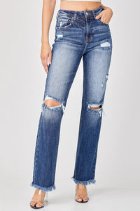 Risen High Rise Straight Jeans