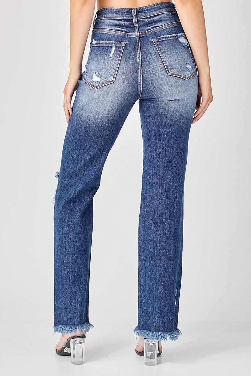 Risen High Rise Straight Jeans