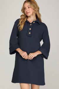 Womens She and Sky Collared Dress w Pockets