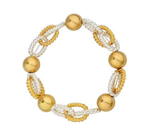 Gold and Silver Link Chain Stretch Bracelet